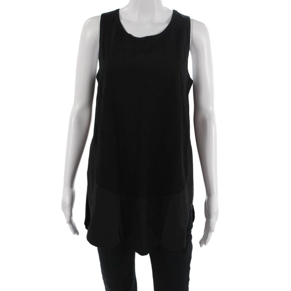 Meimeij Women Basic Tunic Tank Black Silk Round Neck Sleeveless Size 40